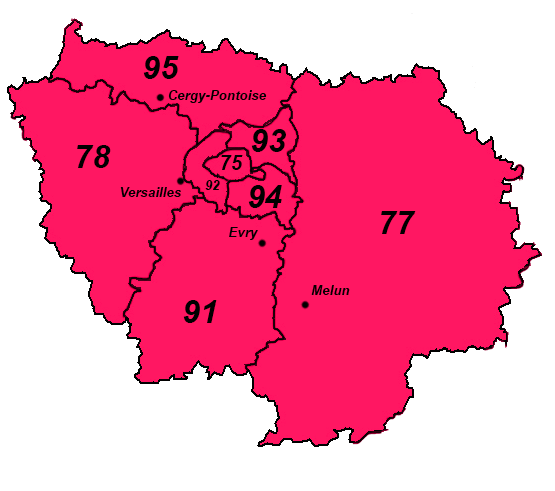 départements 75, 77, 78, 91, 92, 93, 94 et 95